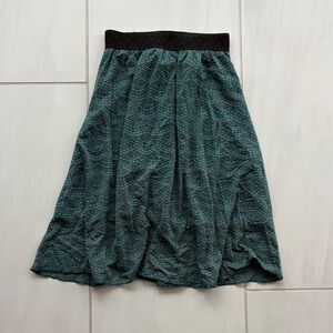 LuLaRoe Teal Patterned A-Line Skirt
